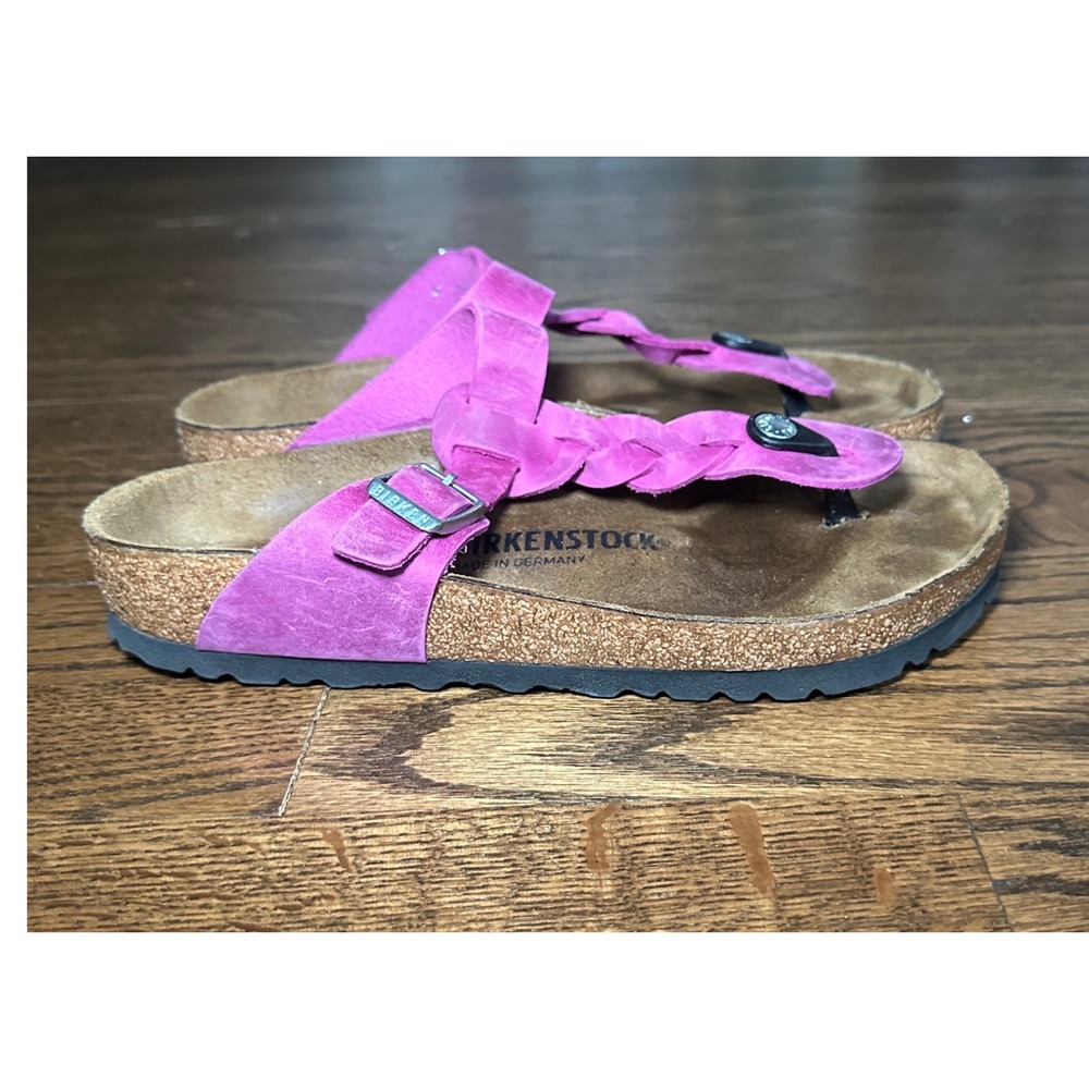 Birkenstock Gizeh Braided Women 39 Magenta Pink Suede Comfort Sandal Boho